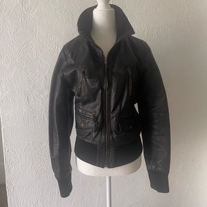 Women’s Leather Bomber Jacket Pepe Jeans Black